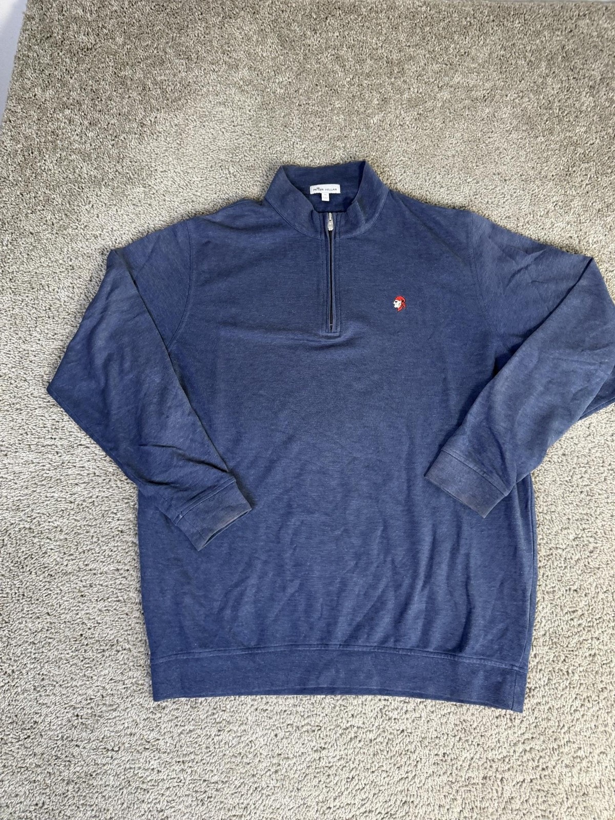 Peter Millar Pullover Mens Xl Blue 1/4 Zip Sweatshirt Mock Neck Gasparilla Gc
